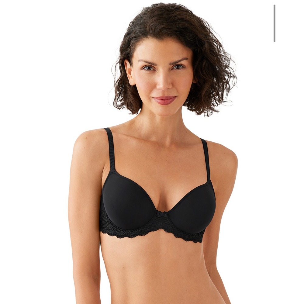 Wacoal La Femme Underwire T-Shirt Bra 853155 Black Lace Trim 36DDD